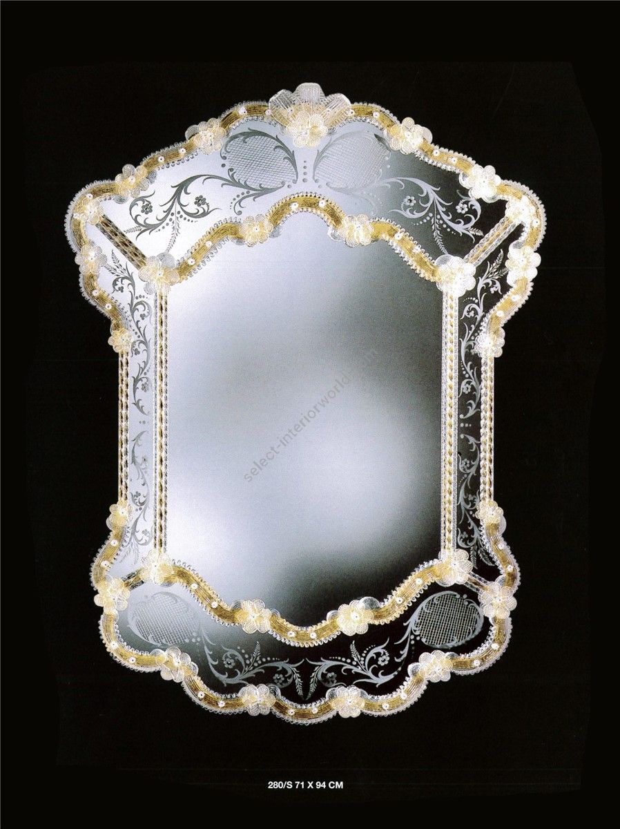 Italian Luxury Lighting / Wall Mirrors / Elegant Venetian Glass Decorations in Gold 280S