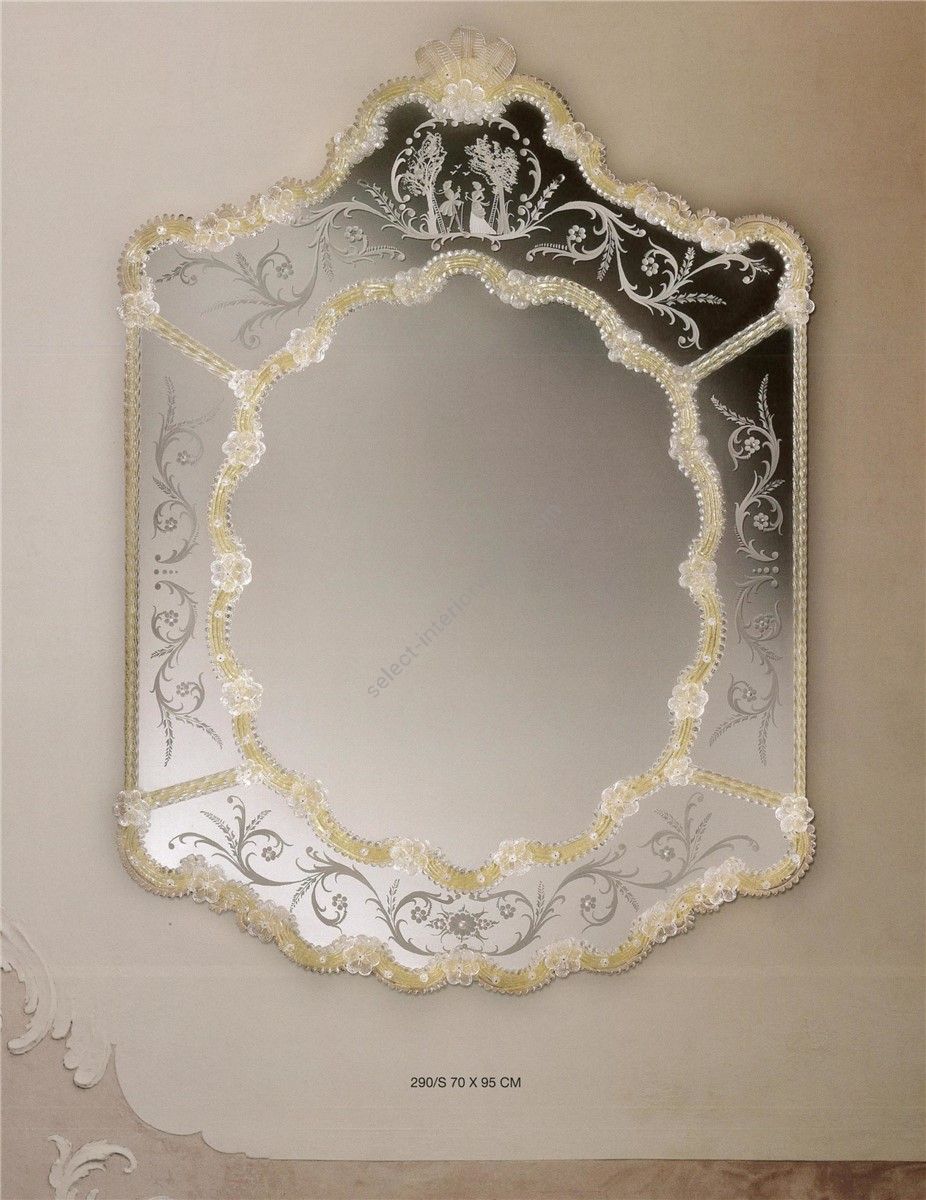 Italian Luxury Lighting / Wall Mirrors / Venetian Glass with Decorations in Gold 290S