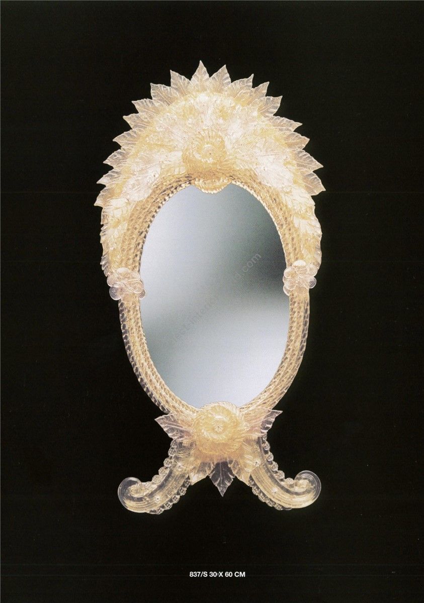 Italian Luxury Lighting / Wall Mirrors / Elegant Venetian Glass with Decorations in Gold 837S