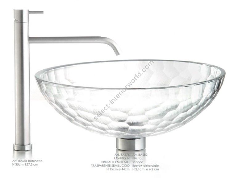 Il Paralume Marina / Washbasin handmade in clear Italian crystal / BA676