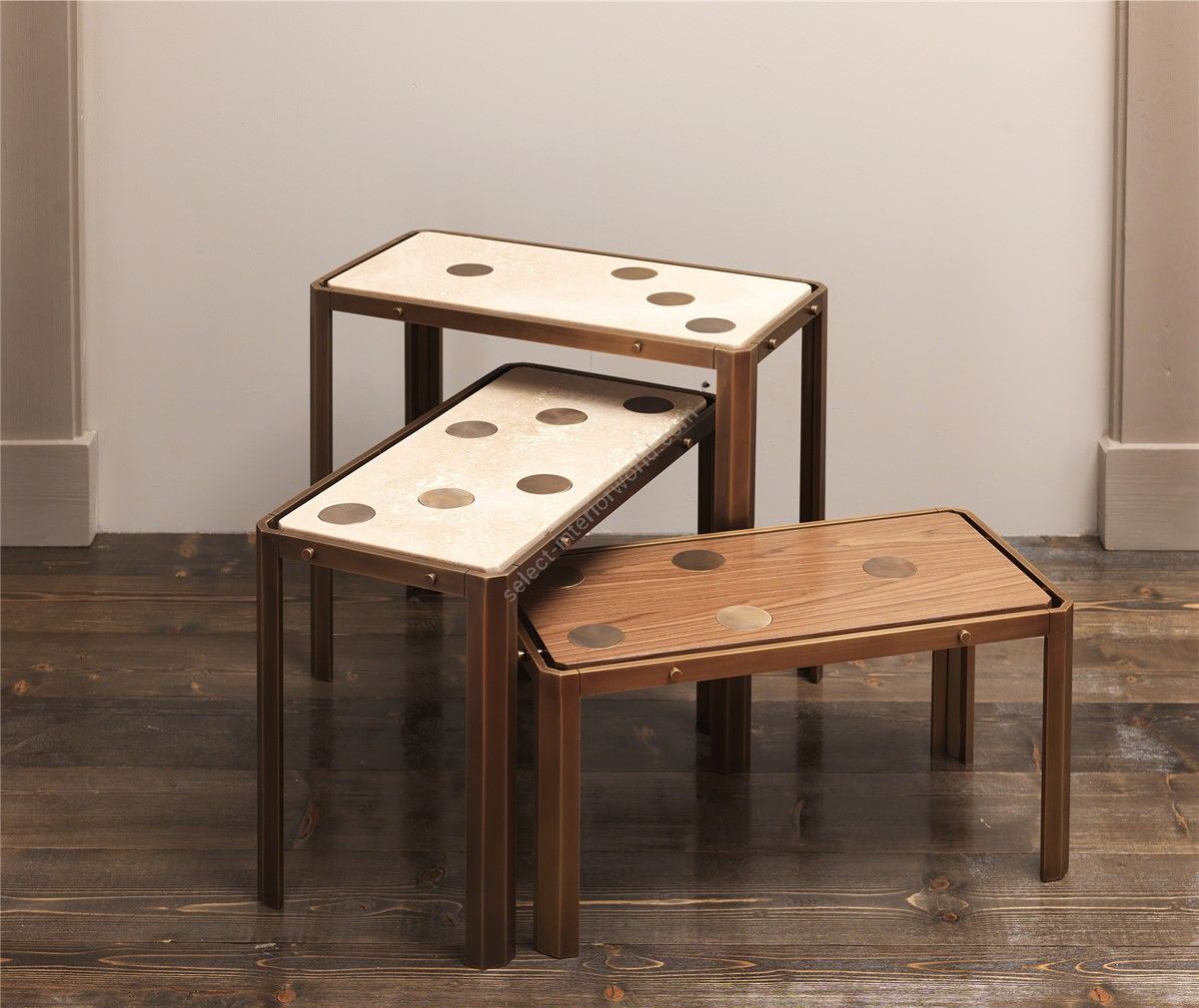 Officina Ciani / Coffee tables / Brass with Marble or Wood Top HF2076CT Domino