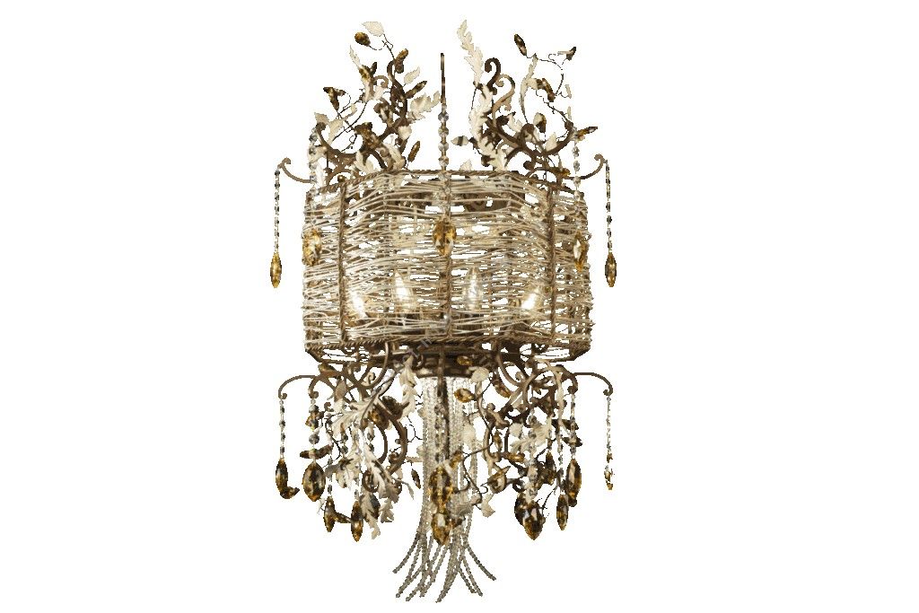 Mechini / Chandeliers / Wrought Iron with Coloured Bohemian Crystal L331/8