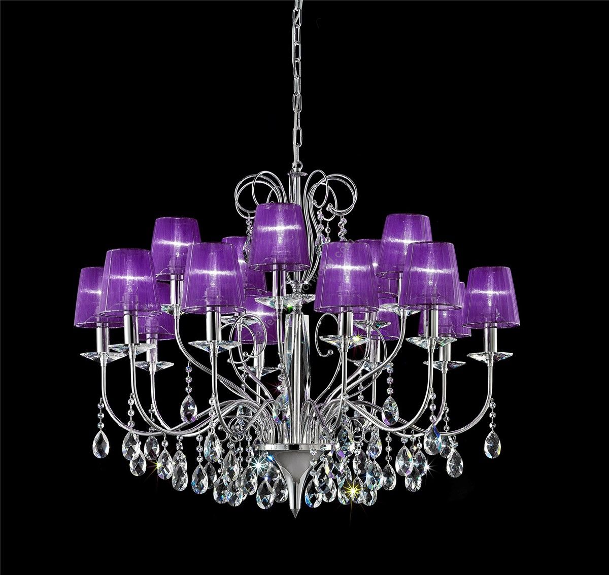 Italian Luxury Lighting / Chandeliers / Orchidea Crystal 15-Light With Lampshades ORC2500 015