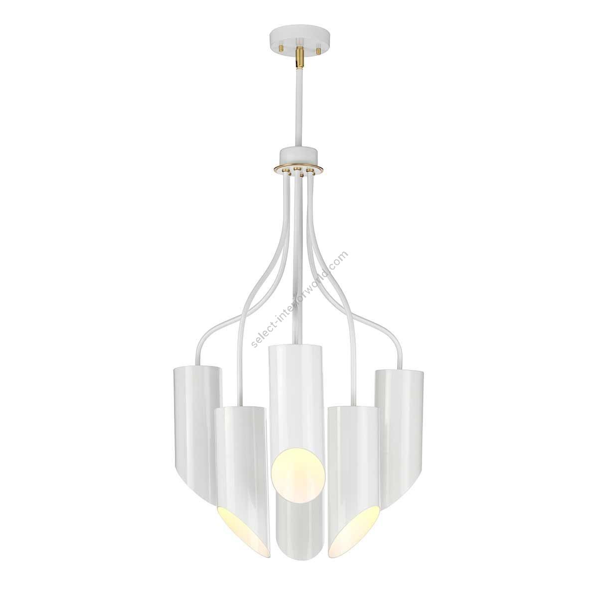 Elstead Lighting / Chandeliers / Quinto 6 Light Chandelier - White Aged Brass