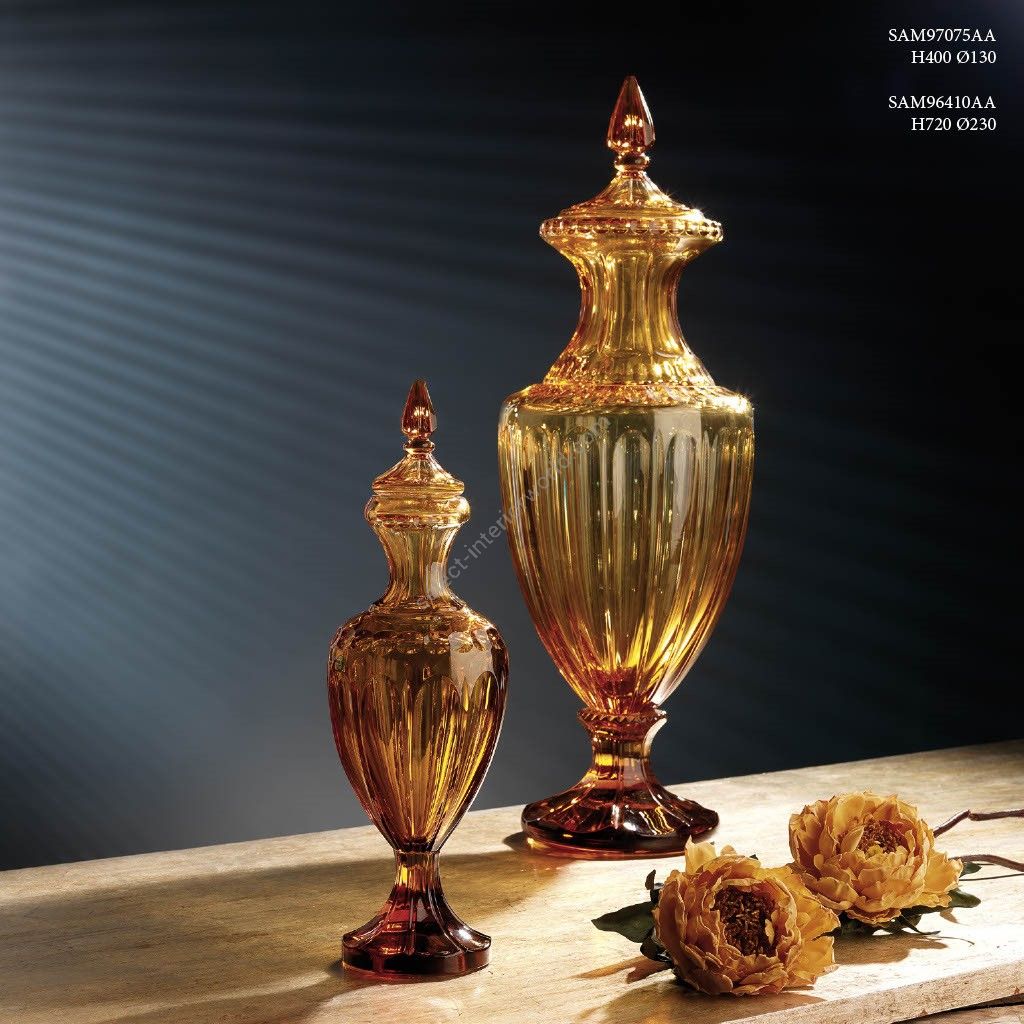 Italian Luxury Lighting / Vases / 2 Vases Crystal Amber 72 cm and 40 cm SAM96410AA