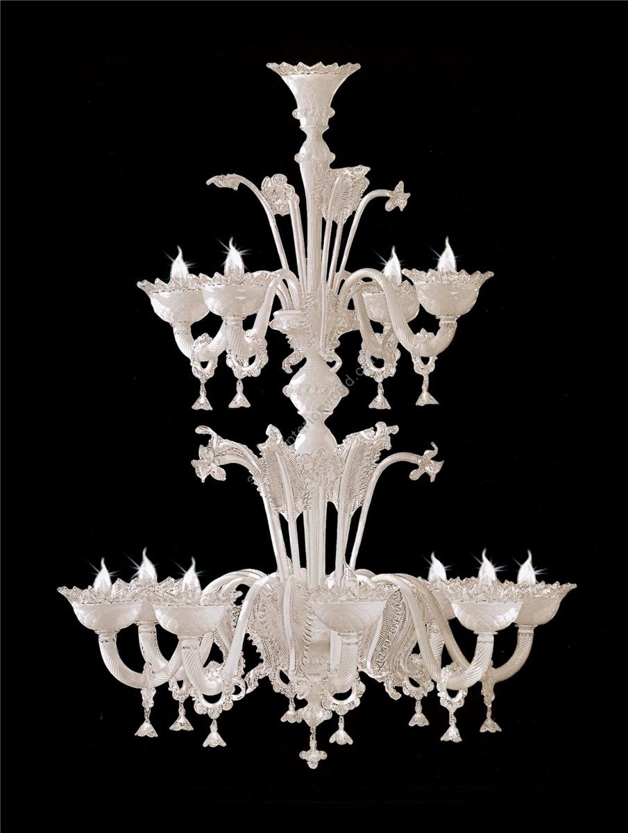 Italian Luxury Lighting / Chandeliers / Venetian Glass White 12-Light V7437 012