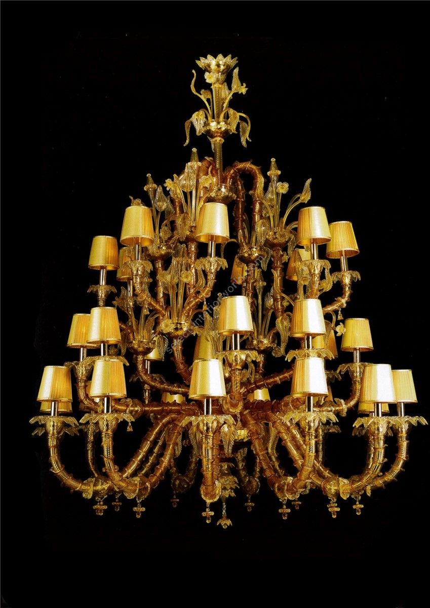 Italian Luxury Lighting / Chandeliers / Venetian Glass Gold 28-Light V8048 028