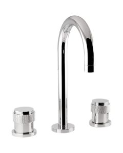 Bronces Mestre / Washbasin Fittings / Three holes basin set with decorated brass ring 071401.P00.50