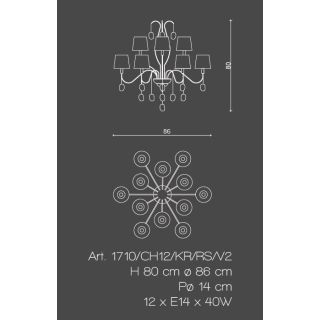 Il Paralume Marina / Chandelier / 1710/CH12/KR/RS/V2