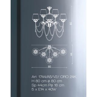 Il Paralume Marina / Wall Lamp / 1744/A5/V2/ ORO 24K