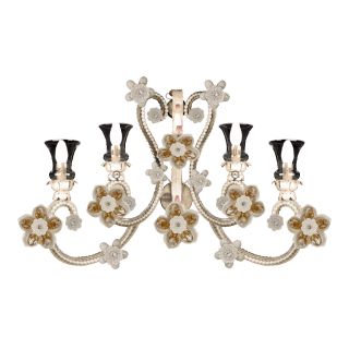Mechini / Wall Lights / Bohemian Pearl Banding & Colored Porcelain Flowers A287/4 Bis