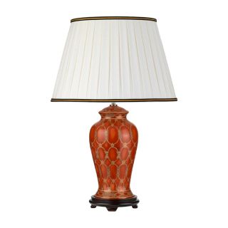 Elstead Lighting / Portable & Desk Lamps / Datai 1 Light Table Lamp - Terracotta and Gold with Ivory with Black and Gold trim Shade