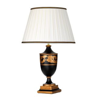 Elstead Lighting / Portable & Desk Lamps / Narbonne 1 Light Table Lamp - with Tall Empire Shade - Black and Gold with Ivory with Black and Gold trim Shade