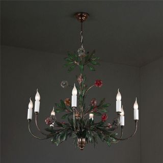 Officina Ciani / Chandeliers / in Hammered Iron with Flowers HL1077CH-8 Vaso fiorito