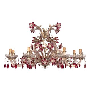 Mechini / Chandeliers / Coloured Bohemian Crystal & Iridescent Pearl Banding L257/8P