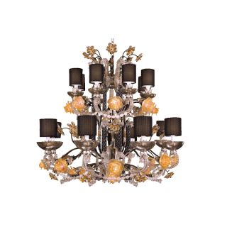 Mechini / Chandeliers / Amber with Bohemian Strass & Murano Glass & Clear Pearl Banding L277/16