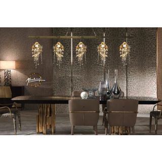 Mechini / Chandeliers / Wrought Iron with Clear Bohemian Crystal L299/5 Line