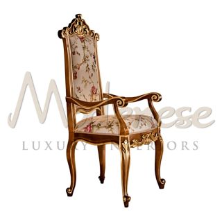 Modenese Luxury Interiors / Dining Armchairs / Wooden Carved Baroque 12502