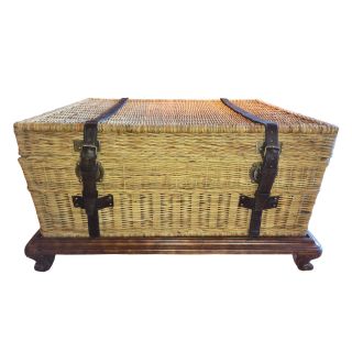 Ralph Lauren / Rattan Trunk (Chest) - Coffee Table on stand with Leather Straps / Marseilles