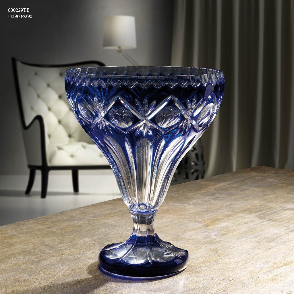 Italian Luxury Lighting / Vases / Blue Crystal 39 cm 000229TB