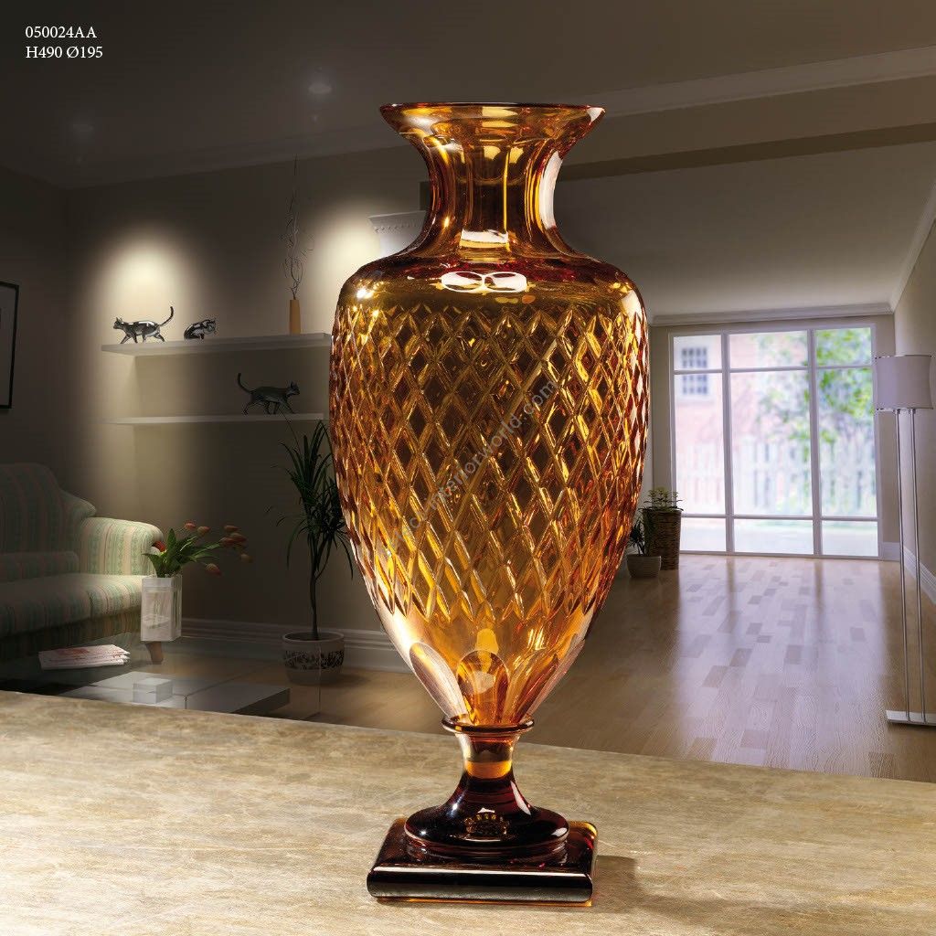 Italian Luxury Lighting / Vases / Crystal Amber 49 cm 050024AA