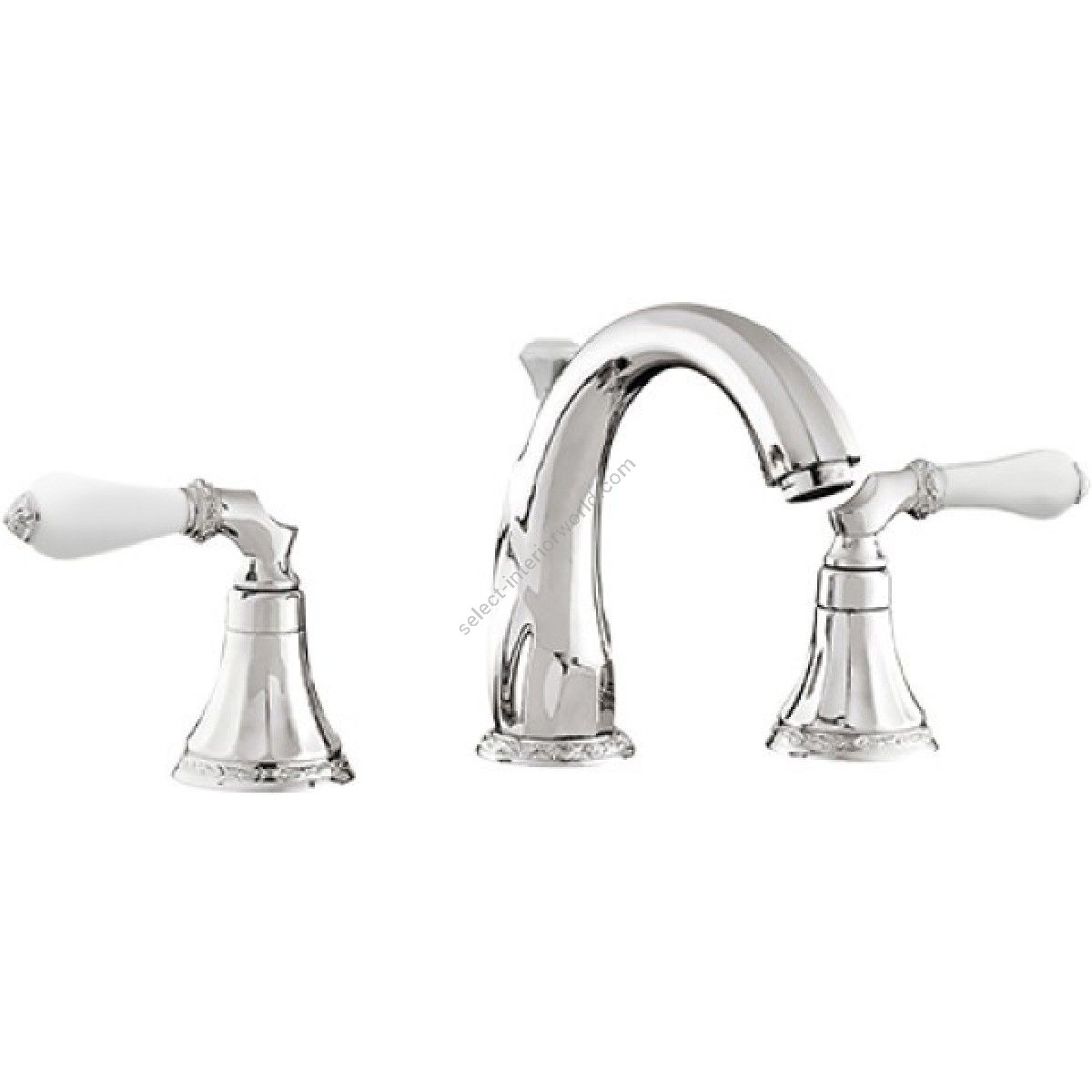 Bronces Mestre / Washbasin Fittings / Three holes basin set with white porcelain 058501.L00.50