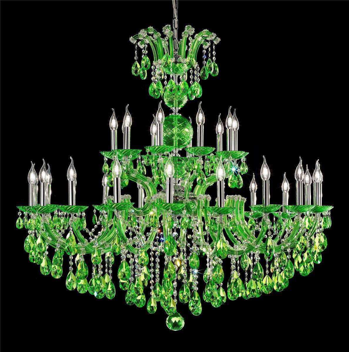 Italian Luxury Lighting / Chandeliers / Maria Theresa Green 30 Lights 1114 030 Venetian