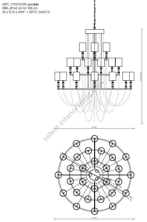 Il Paralume Marina / Chandelier / 1703/CH30