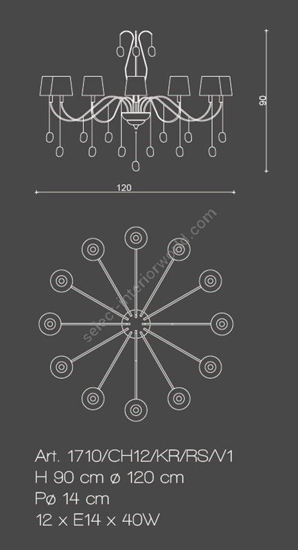 Il Paralume Marina / Chandelier / 1710/CH12/KR/RS/V1