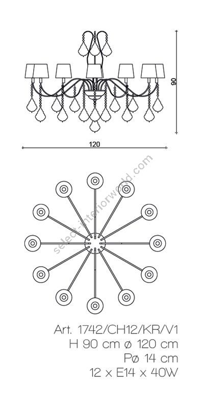 Il Paralume Marina / Chandelier / 1742/CH12/KR/V1