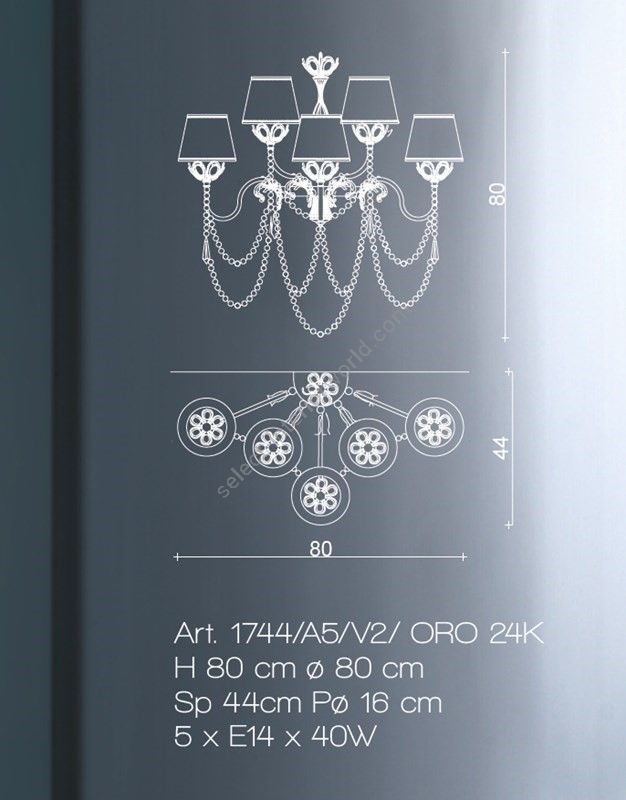 Il Paralume Marina / Wall Lamp / 1744/A5/V2/ ORO 24K