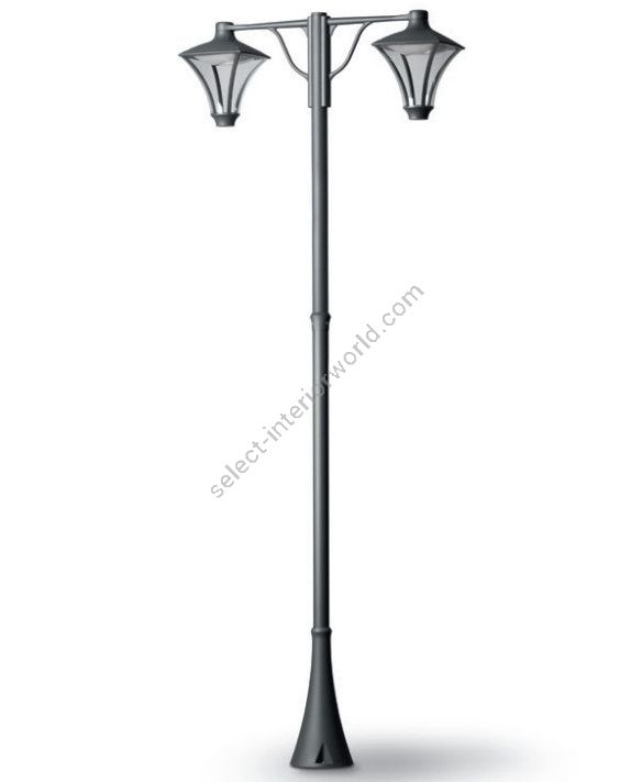 Morphis 3 | 29W - Outdoor Post Light with Short Two Arms & 2 Lanterns hanging down