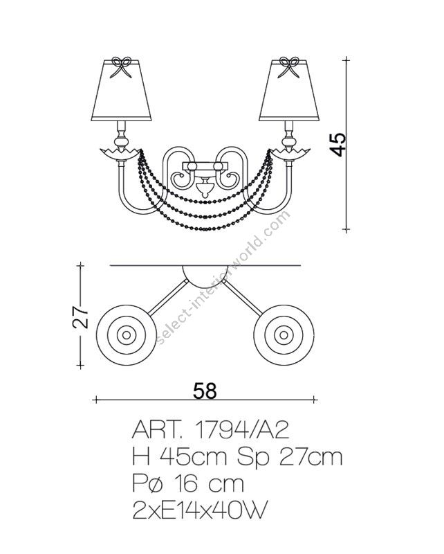 Il Paralume Marina / Wall Lamp / 1794/A2