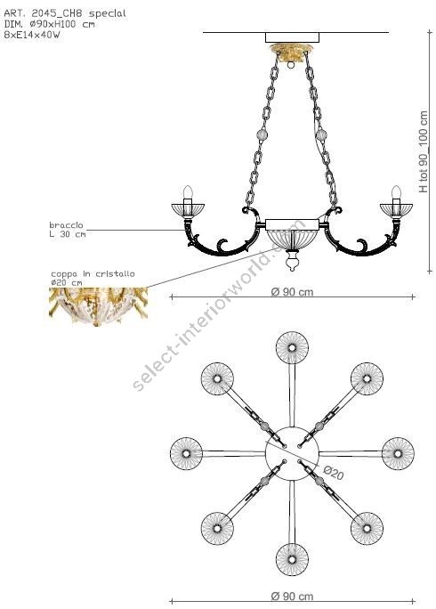 Il Paralume Marina / Chandelier / 2045/CH8 D90