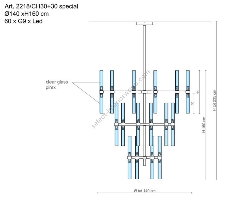 Il Paralume Marina / Chandelier / 2218/CH30+30