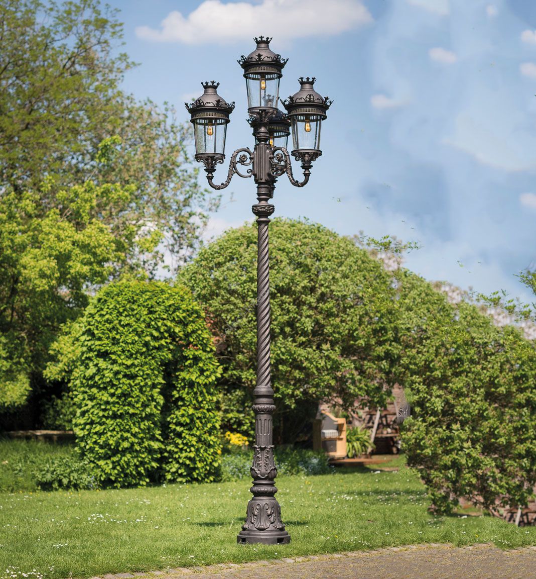 Lamp Post in Historical Style Made of Wrought Iron
