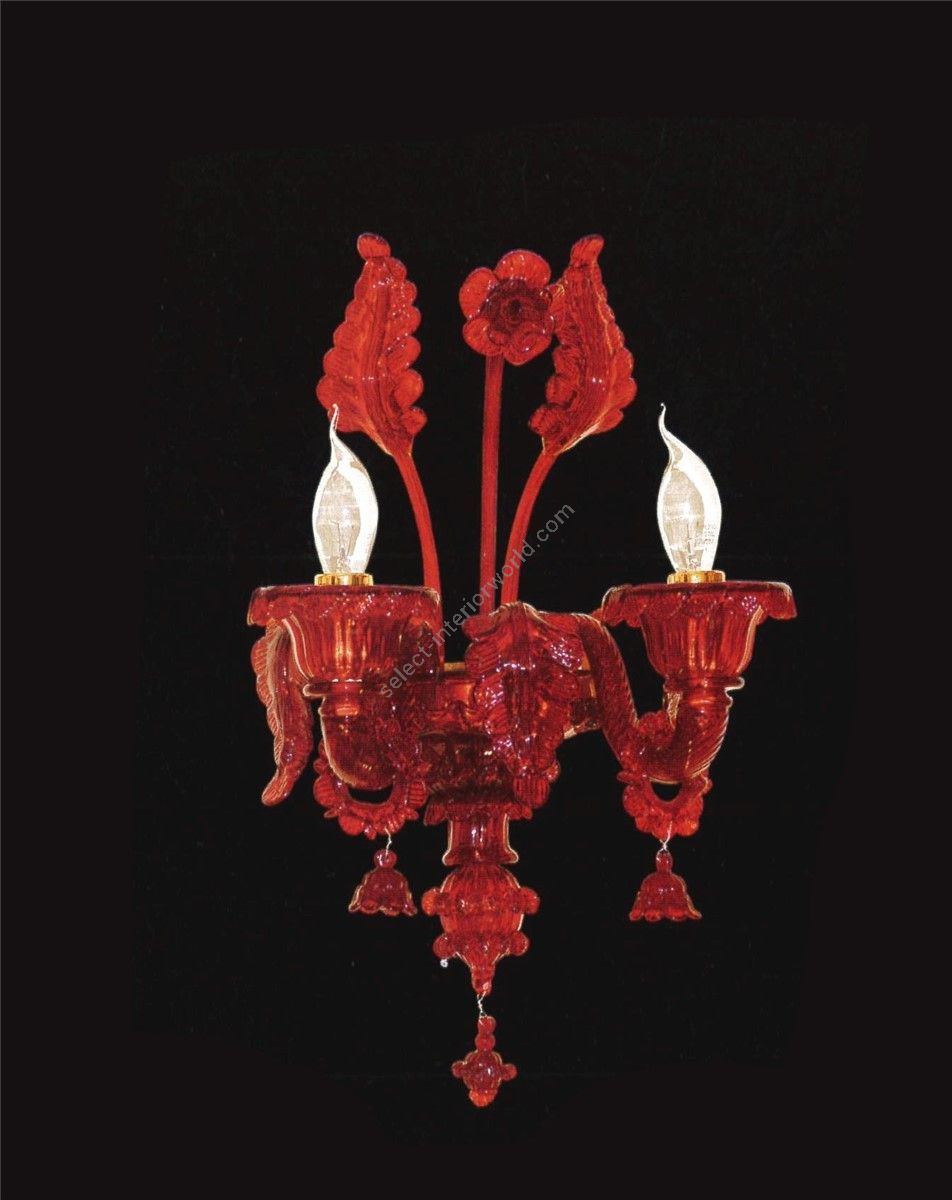 Italian Luxury Lighting / Wall Sconces / Venetian Red 2-Light V7413 002WL