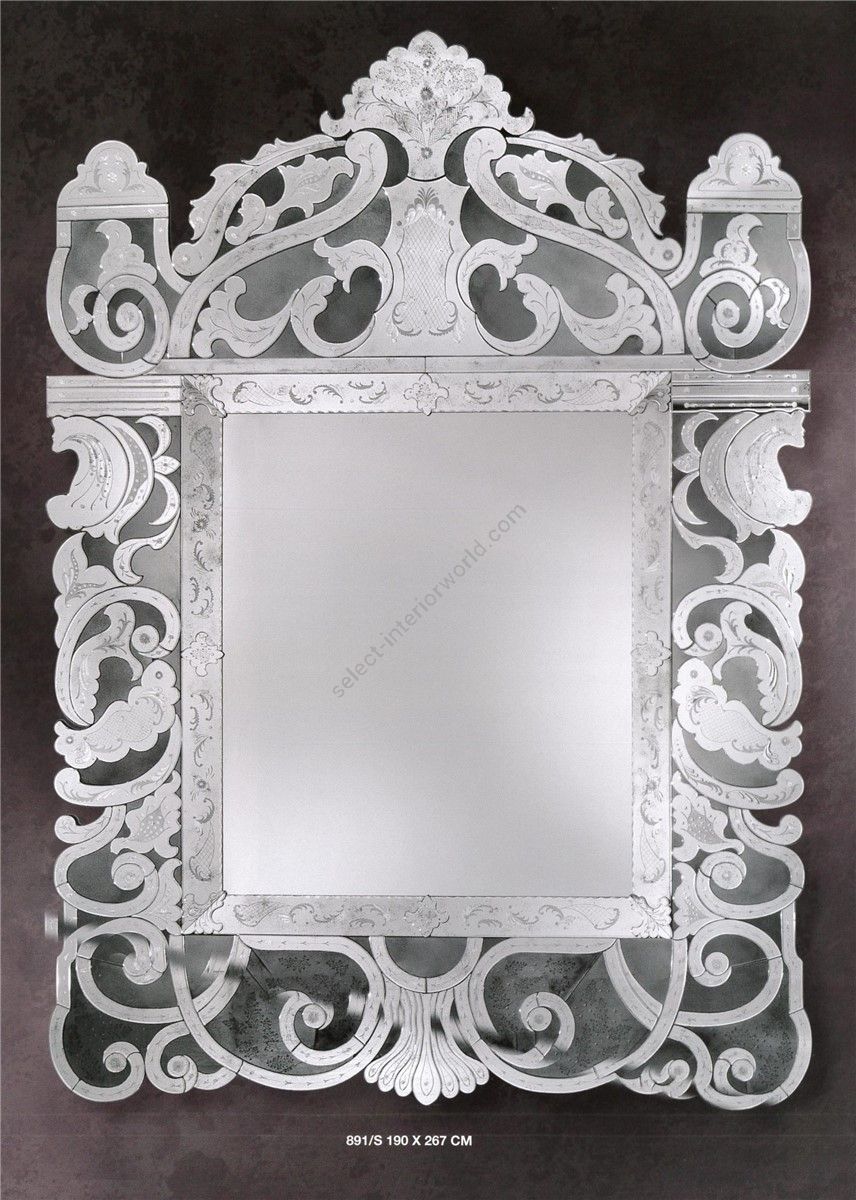 Italian Luxury Lighting / Wall Mirrors / Venetian Murano Glass with Floral Decoration 891S
