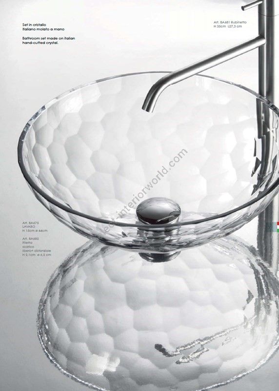 Il Paralume Marina / Washbasin handmade in clear Italian crystal / BA675