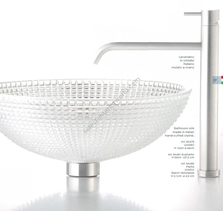 Il Paralume Marina / Washbasin handmade in clear Italian crystal / BA678