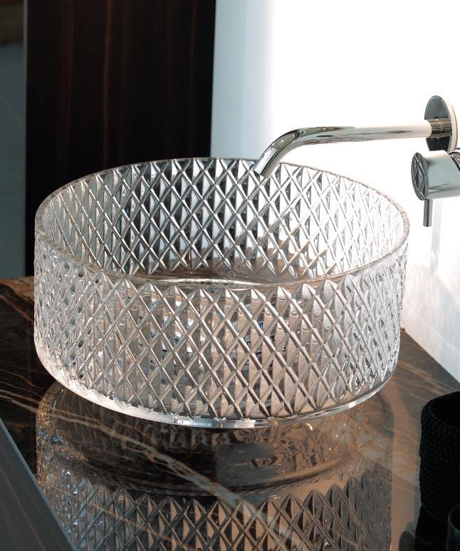 Il Paralume Marina / Washbasin handmade in clear Italian crystal / BA731