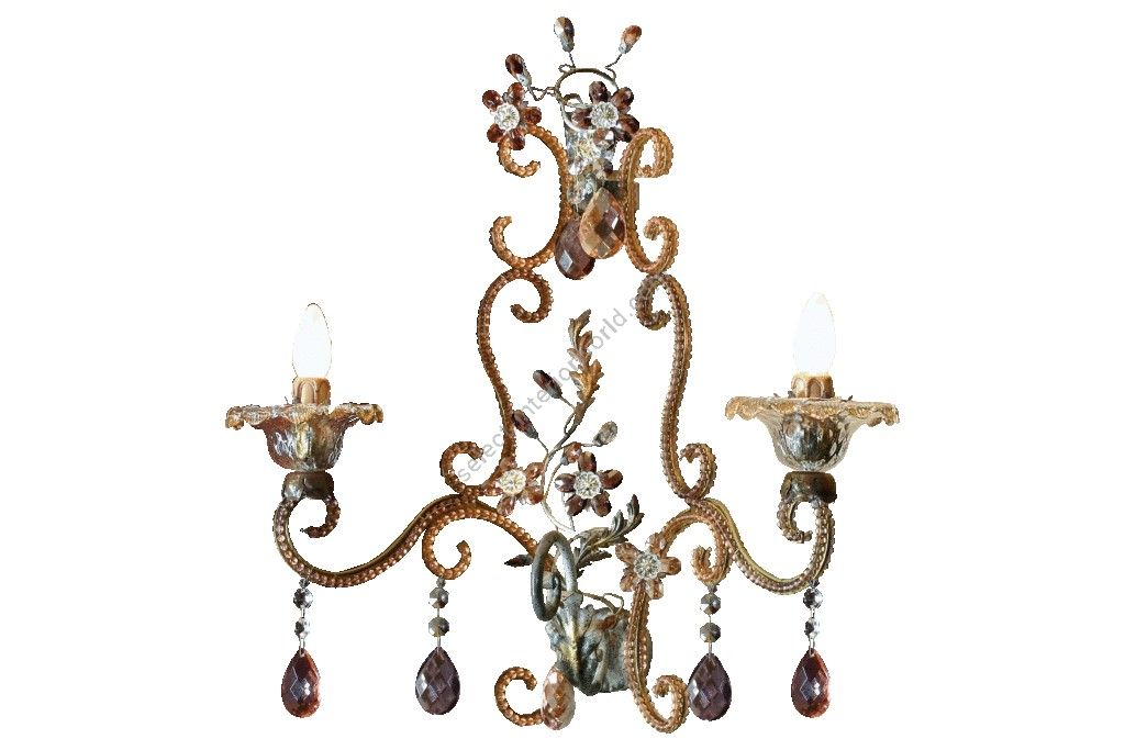 Mechini / Wall Lights / Wrought Iron with Coloured Bohemian Crystal A263/2
