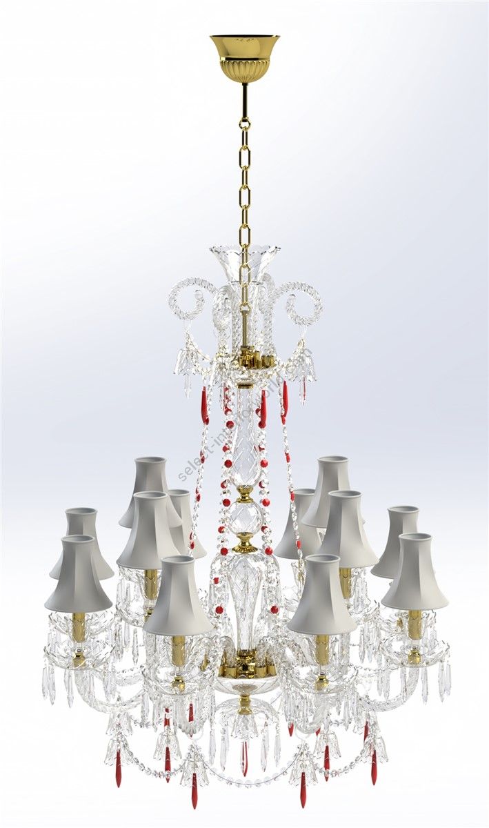 Italian Luxury Lighting / Chandeliers / Elegance Crystal with Lampshades 12 Lights D1202 012