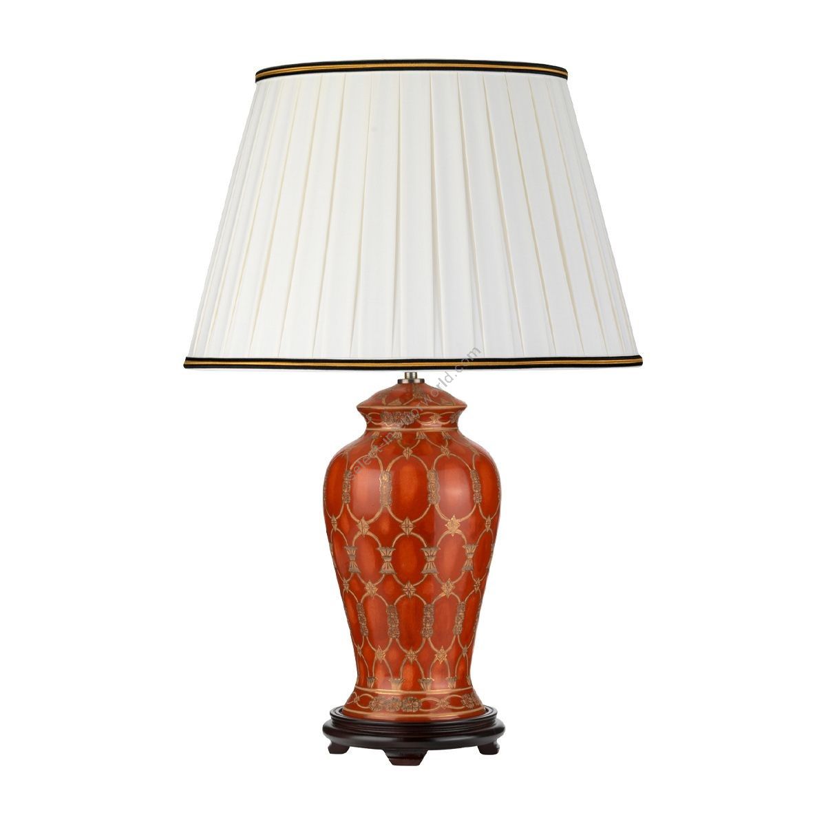 Elstead Lighting / Portable & Desk Lamps / Datai 1 Light Table Lamp - Terracotta and Gold with Ivory with Black and Gold trim Shade
