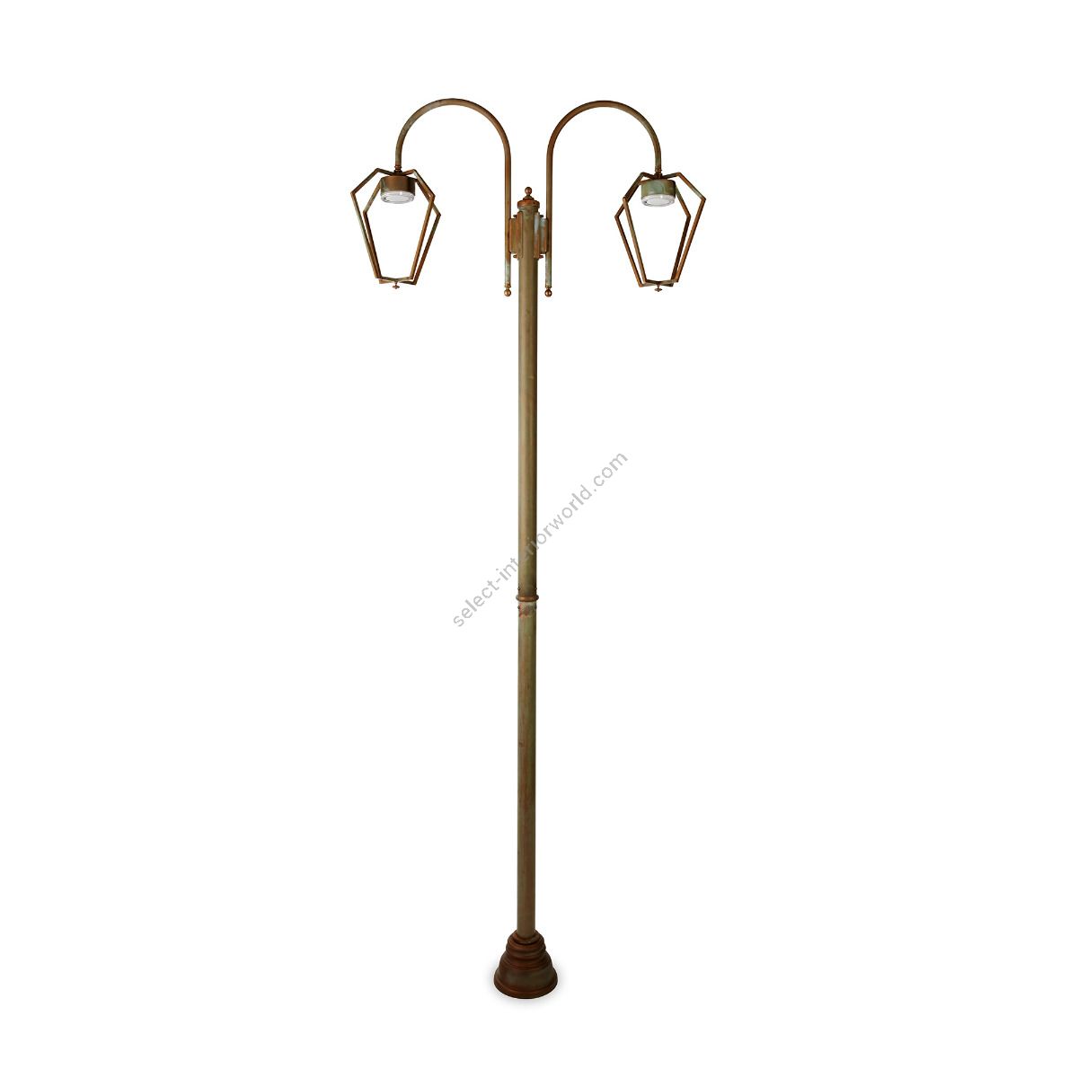 Post Lamp 270cm 2-light Antique Brass Gemstone 3472 LED by Moretti Luce