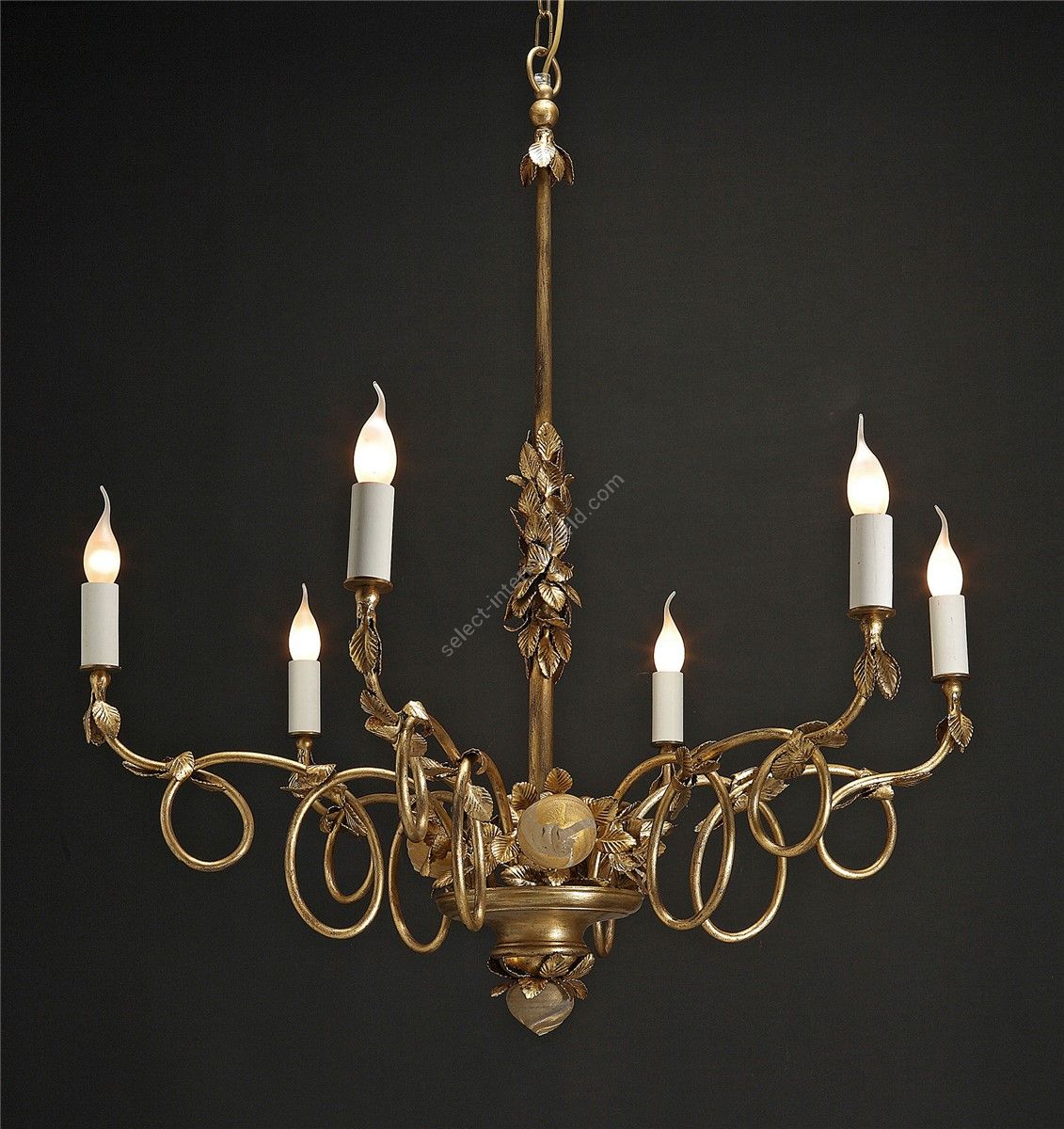 Officina Ciani / Chandeliers / Metal with Leaves and Glass Roses HL1049CH-6