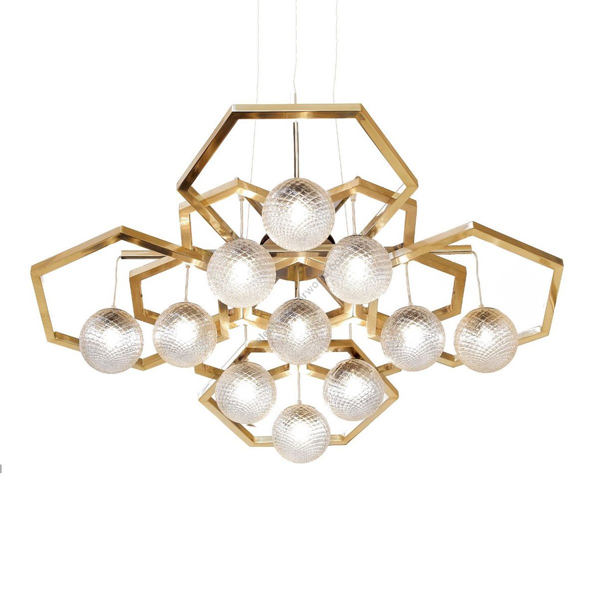 Hexagon Chandelier with Ballotton Spheres Murano glass by Il Paralume Marina
