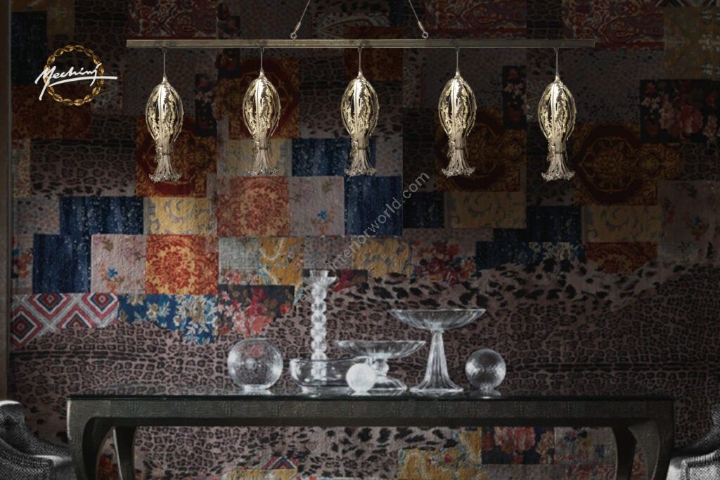 Mechini / Chandeliers / Wrought Iron with Clear Bohemian Crystal L-Giglio/5 Line