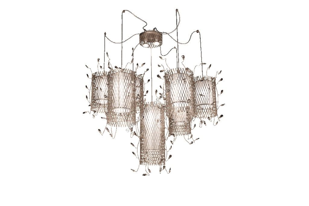 Mechini / Chandeliers / Wrought Iron with Colored Bohemian Crystal L-Grid/7+2