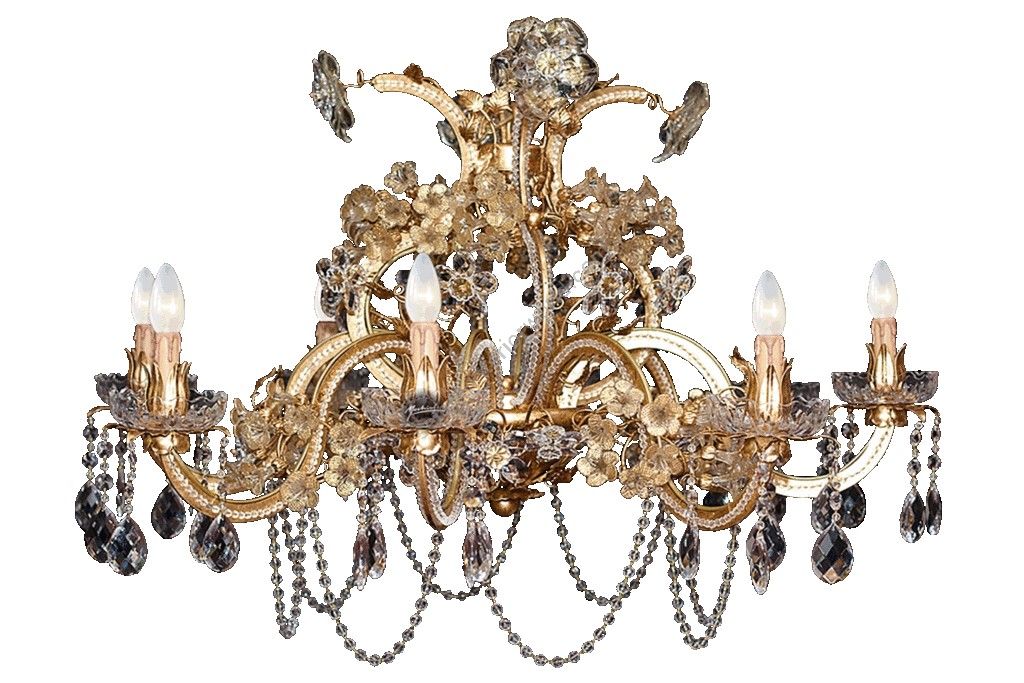 Mechini / Chandeliers / Murano Glass and Clear Pearl Banding L257/8P